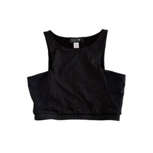 Solow X Daniella Clarke Black Mesh Panel Crop Top Athleisure Streetwear Small